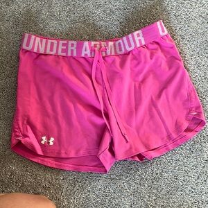 Hot pink under armour shorts